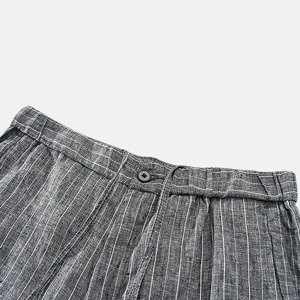 Men's Striped Linen Shorts - Veltic
