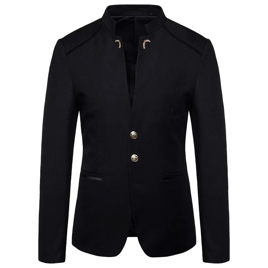 Men's Slim Blazer with Mandarin Collar - Veltic