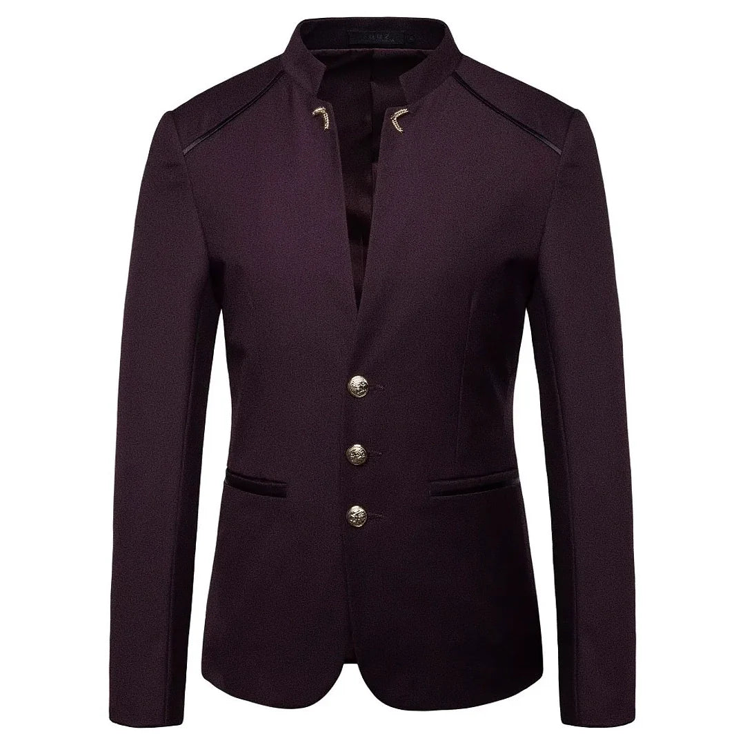Men's Slim Blazer with Mandarin Collar - Veltic
