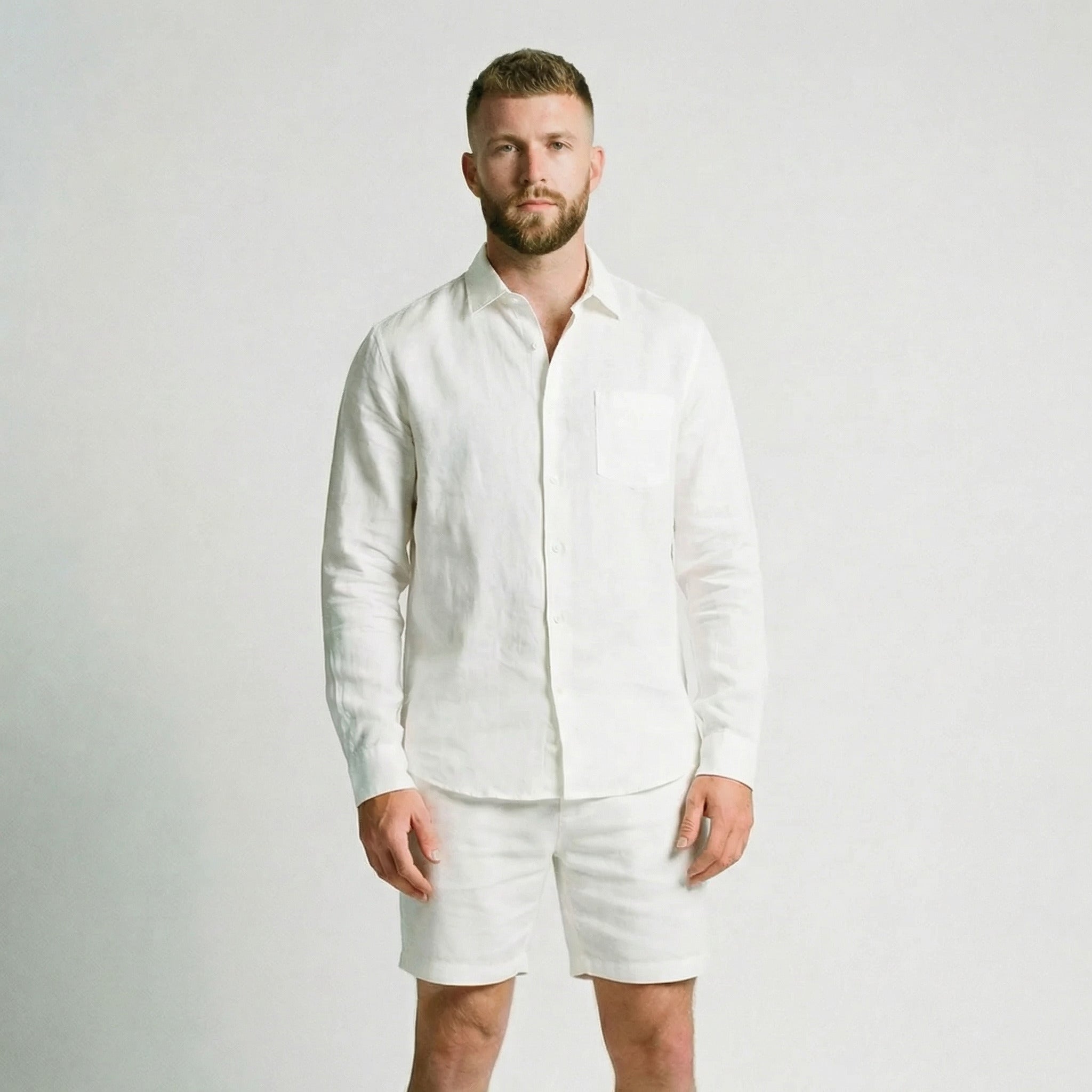 Men's Linen Shirt with Pocket - Veltic