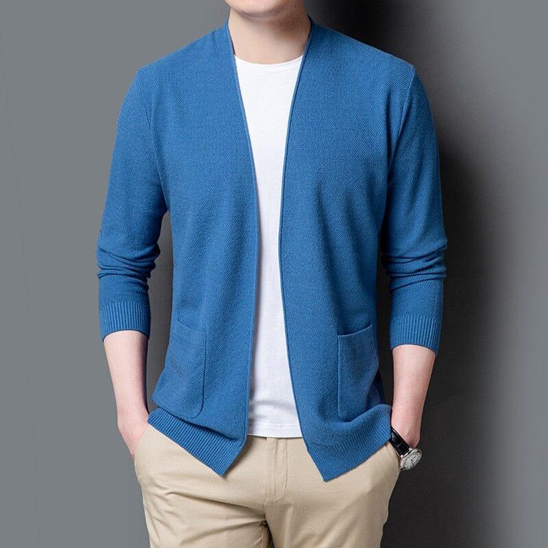 Men's Basic Knit Cardigan with Regular Fit - Veltic