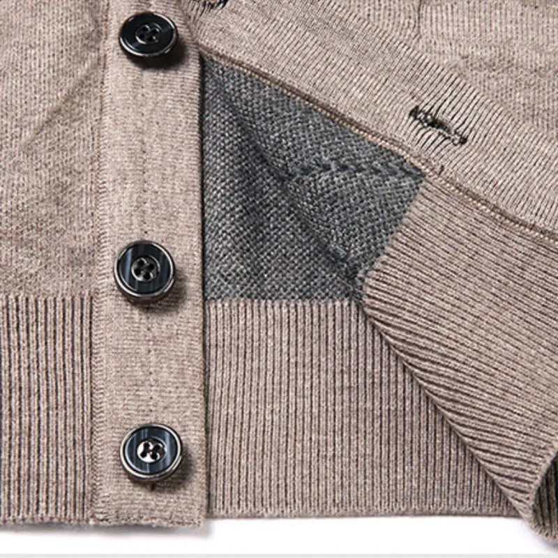 Men's Executive Argyle Cardigan with V-Neck - Veltic