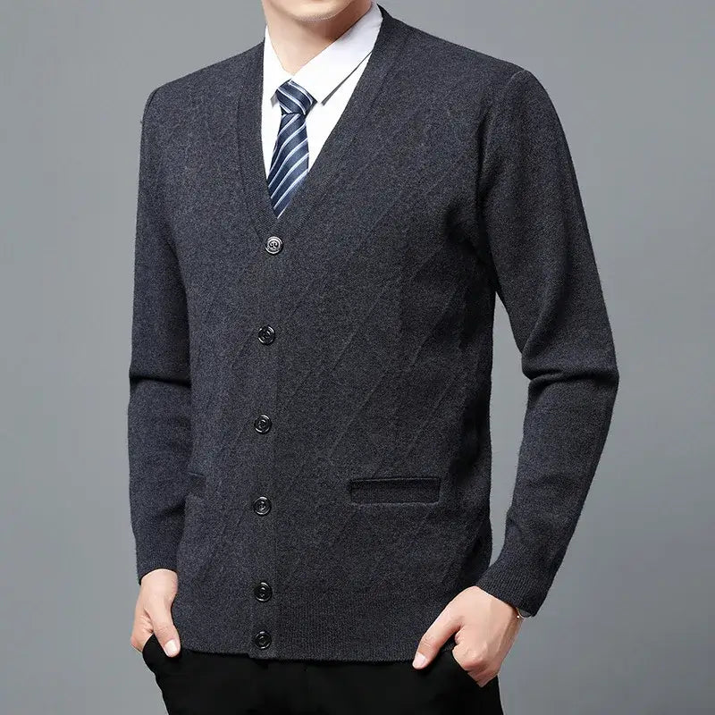 Men's Executive Argyle Cardigan with V-Neck - Veltic