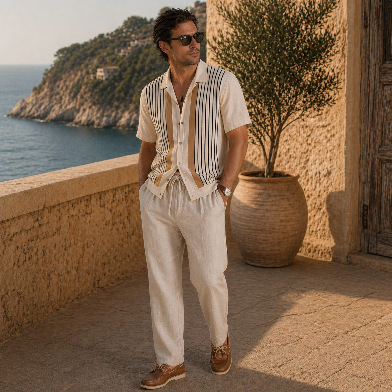 Veltic Palermo Sorrento Men's Linen and Knit Look