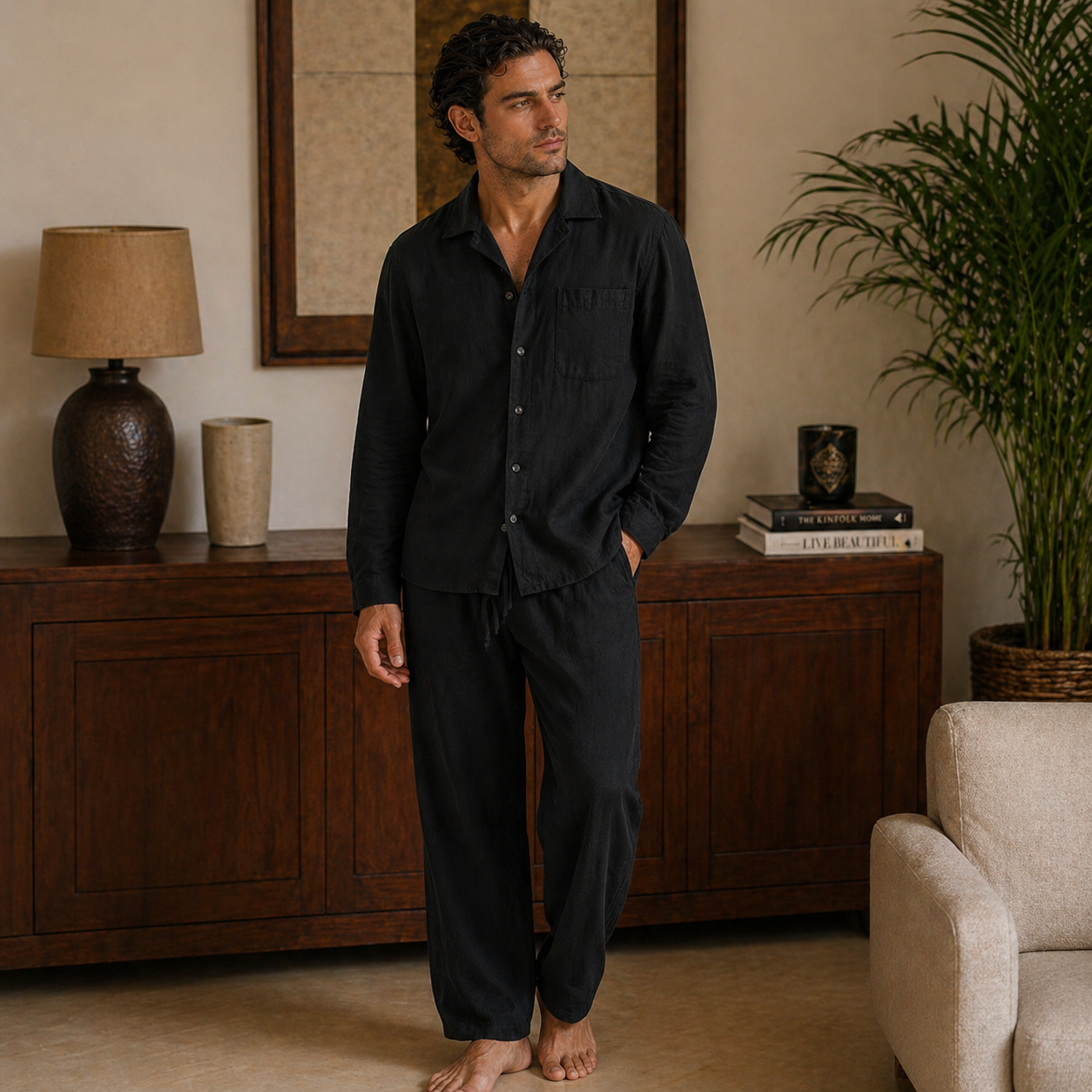 Veltic Brescia Monochromatic Men's Linen Set