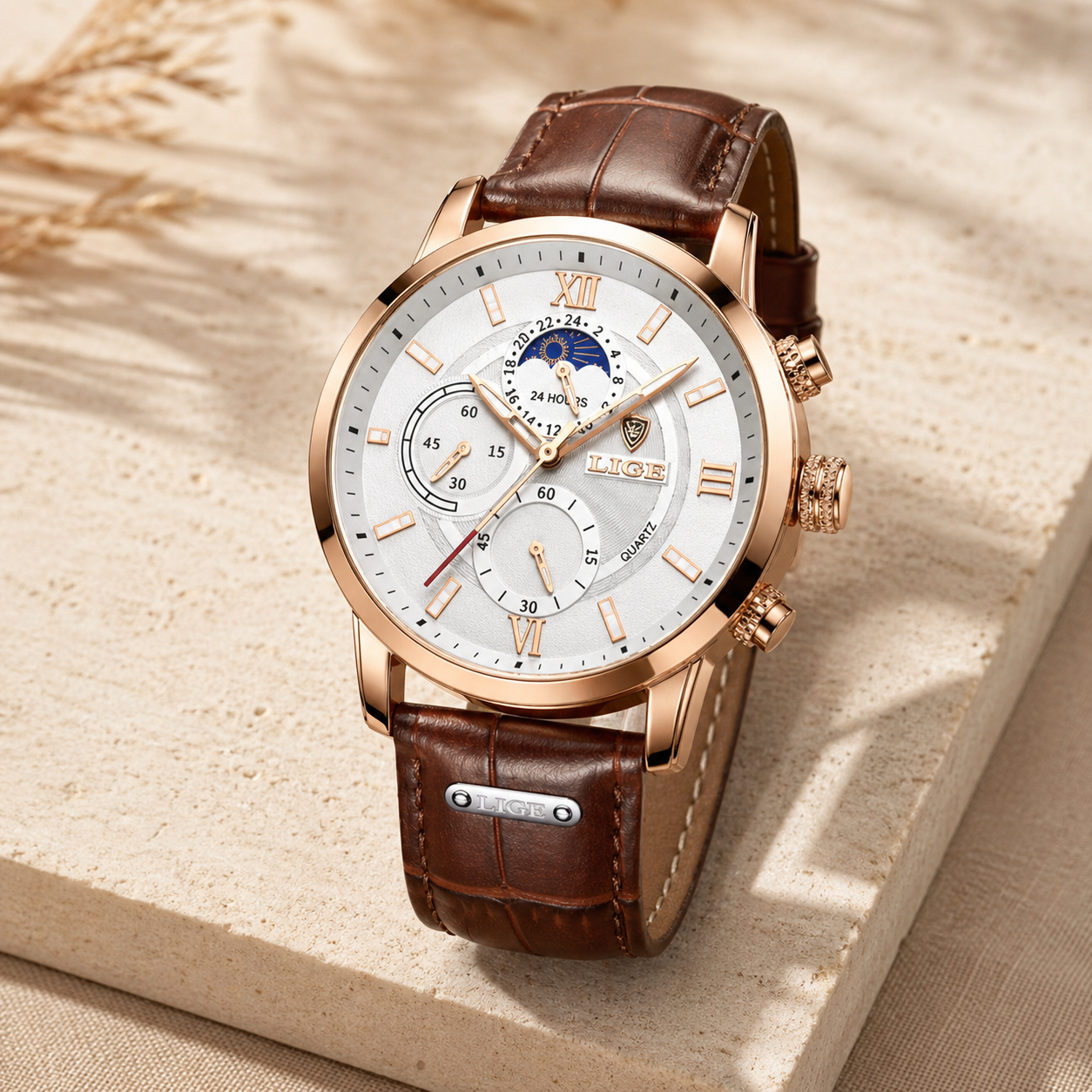 Veltic Roma Moonphase Men's Leather Watch