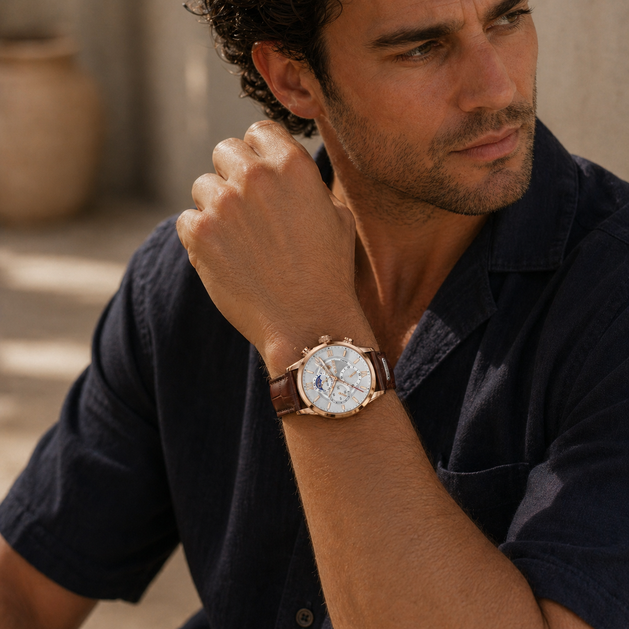 Veltic Roma Moonphase Men's Leather Watch