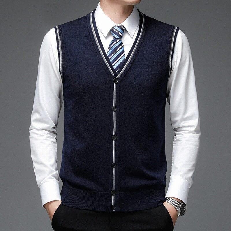 Men's Wool Vest with Classic Front Buttons - Veltic