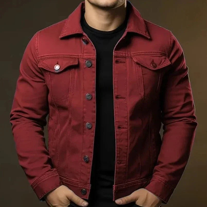 Men's Slim Denim Jacket with Chest Pockets - Veltic