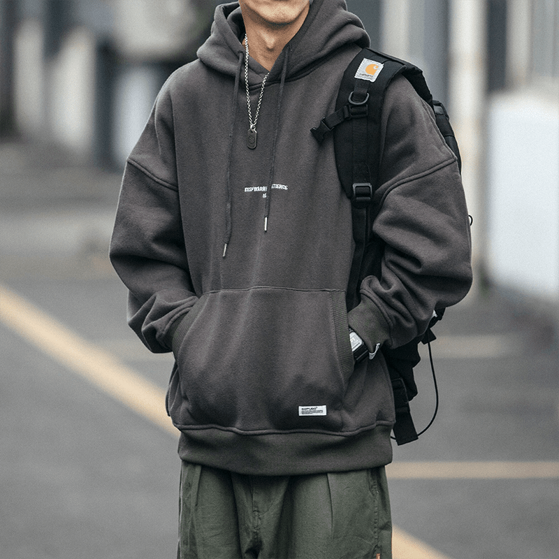 Men's Oversized Hoodie with Hood and Kangaroo Pocket - Veltic