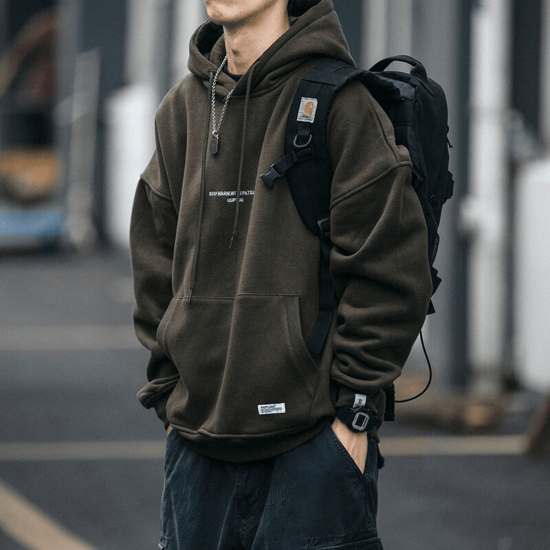 Men's Oversized Hoodie with Hood and Kangaroo Pocket - Veltic