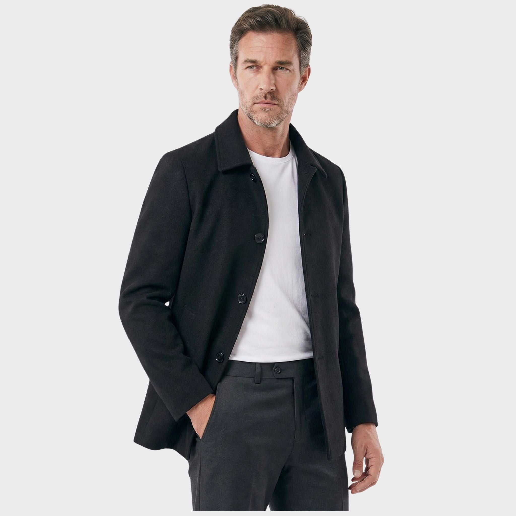 Men's Short Denmark Wool Overcoat - Veltic