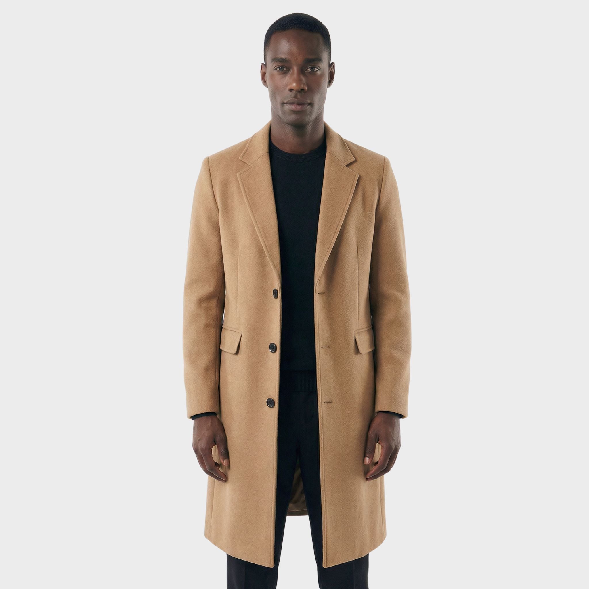 Veltic Men's Long Formal Overcoat with Notched Lapel - Veltic
