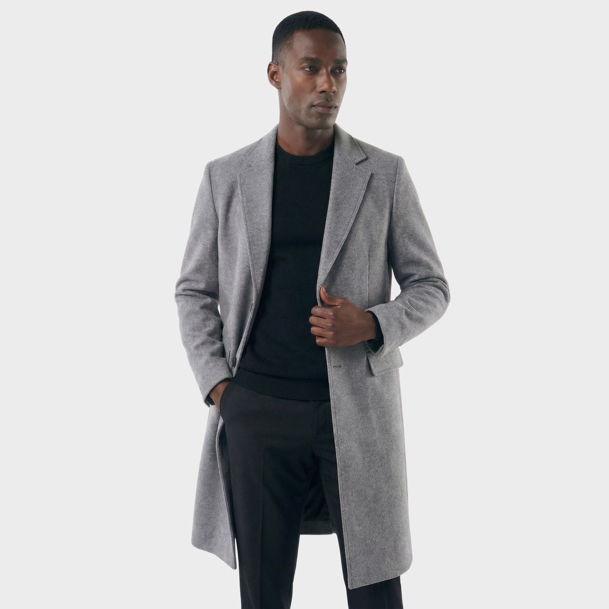 Veltic Men's Long Formal Overcoat with Notched Lapel - Veltic
