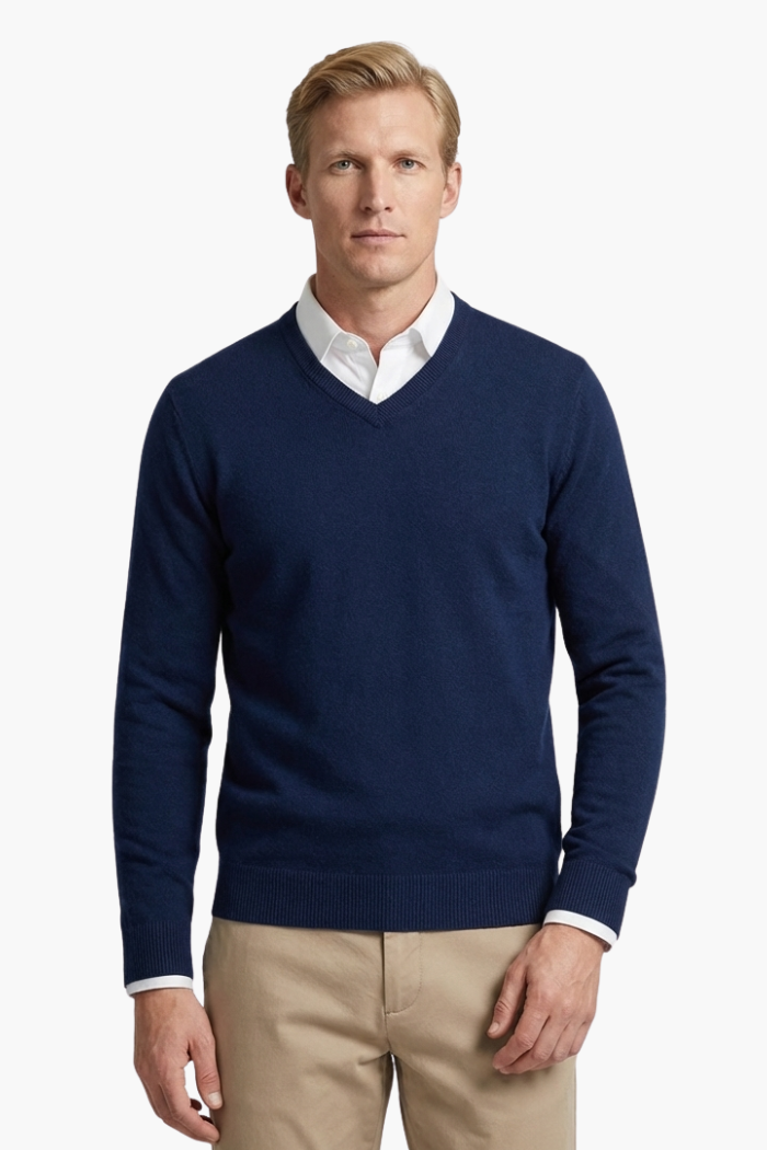Veltic Men's Casual V-Neck Knit Sweater - Veltic
