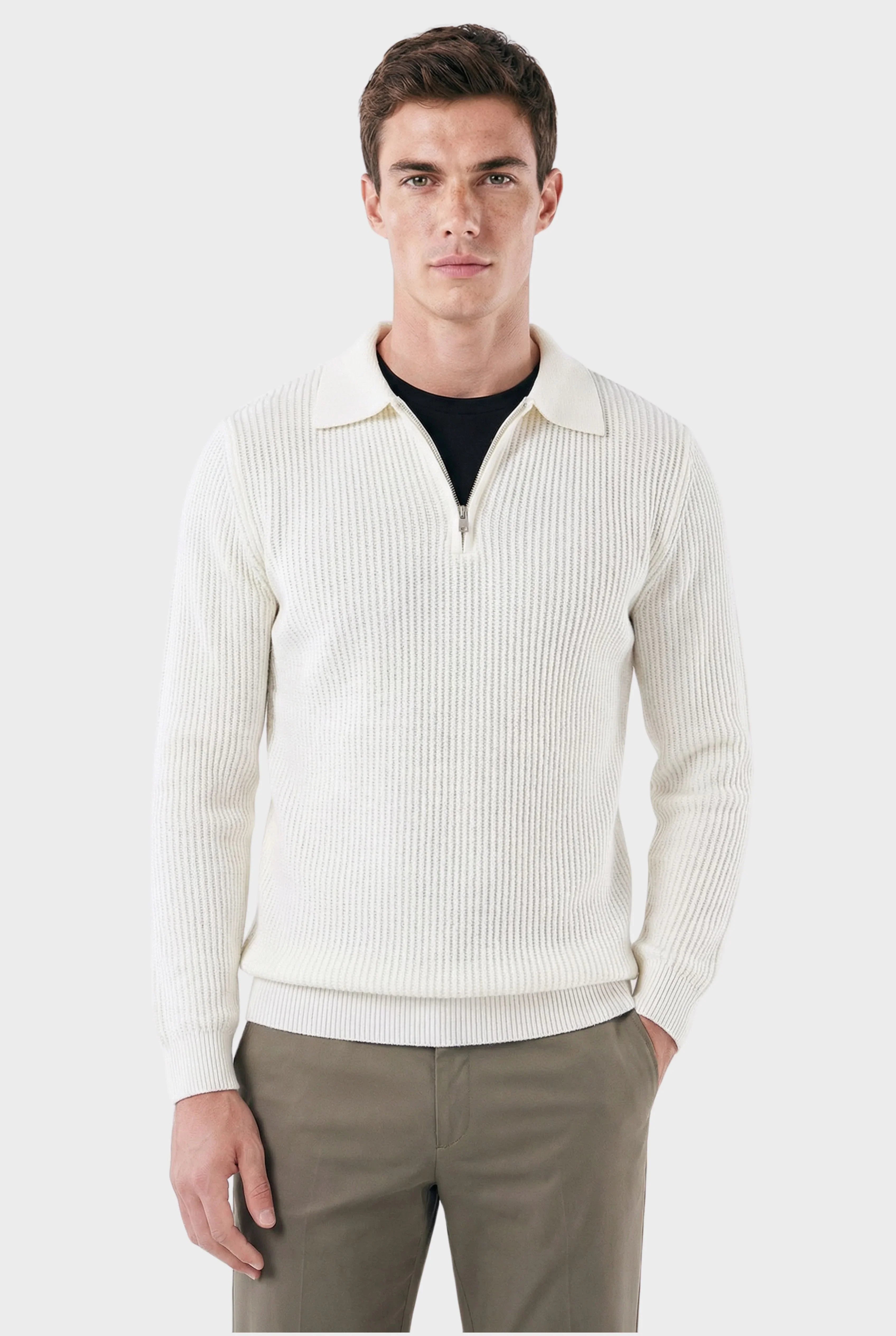 Veltic Men's Ribbed Half-Zip Sweater Denmark - Veltic