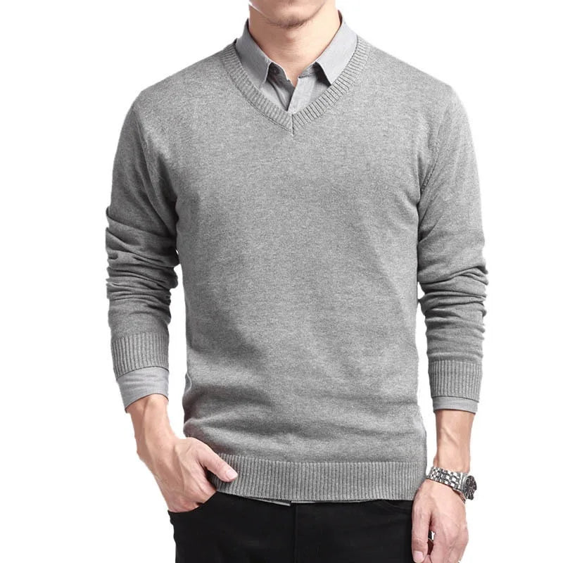 Veltic Men's Casual V-Neck Knit Sweater - Veltic