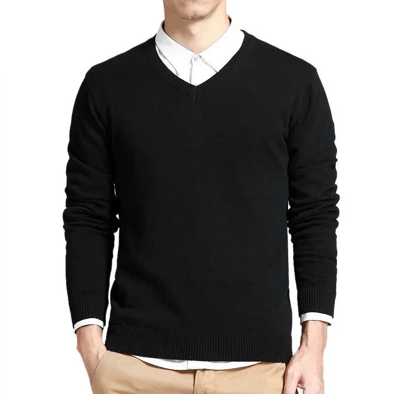Veltic Men's Casual V-Neck Knit Sweater - Veltic