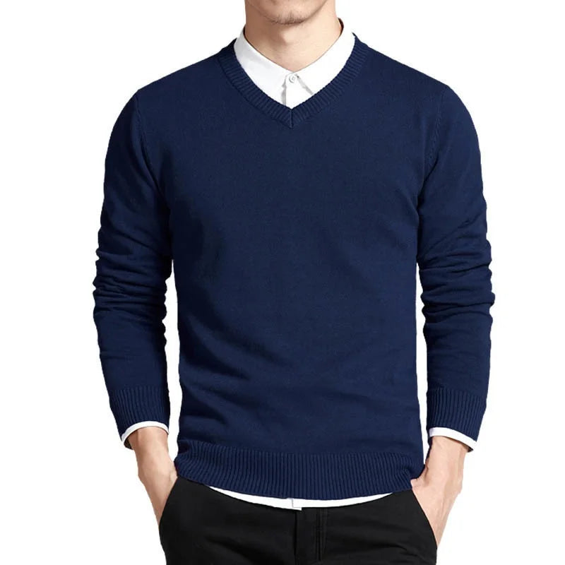 Veltic Men's Casual V-Neck Knit Sweater - Veltic