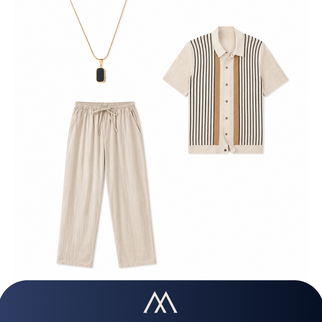 Veltic Palermo Sorrento Men's Linen and Knit Look