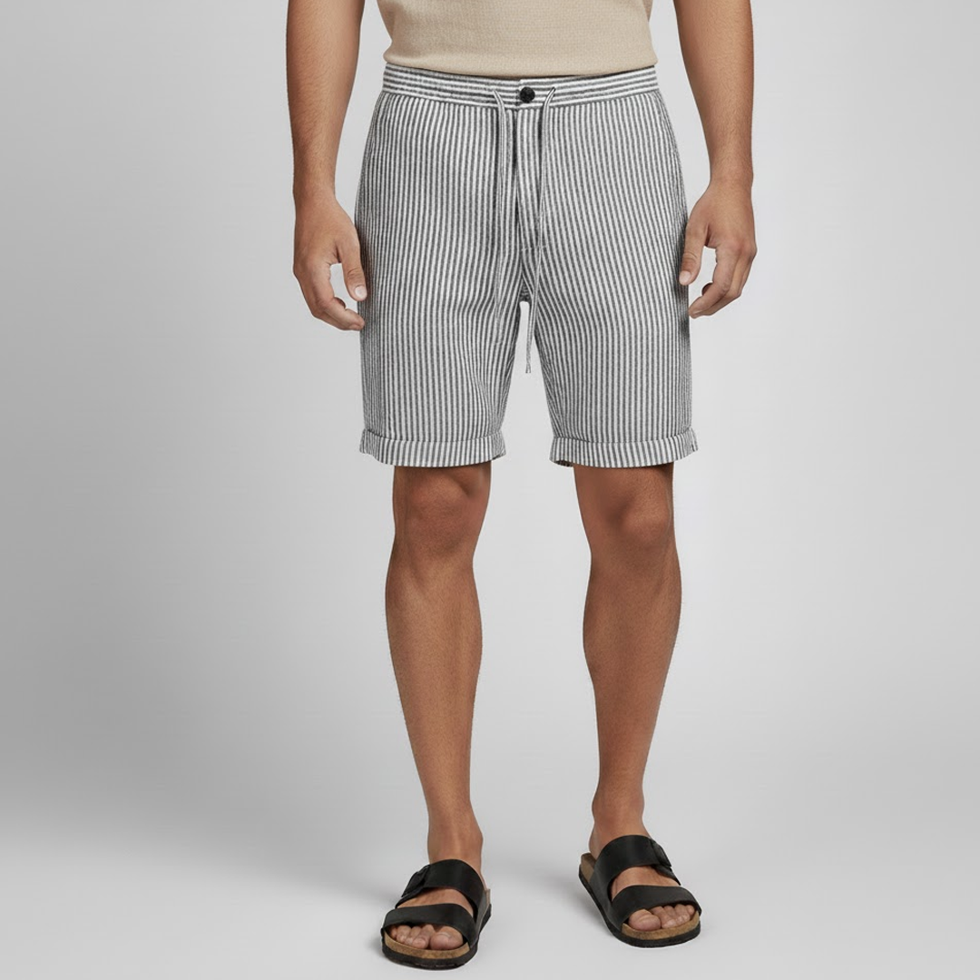 Men's Striped Linen Shorts - Veltic