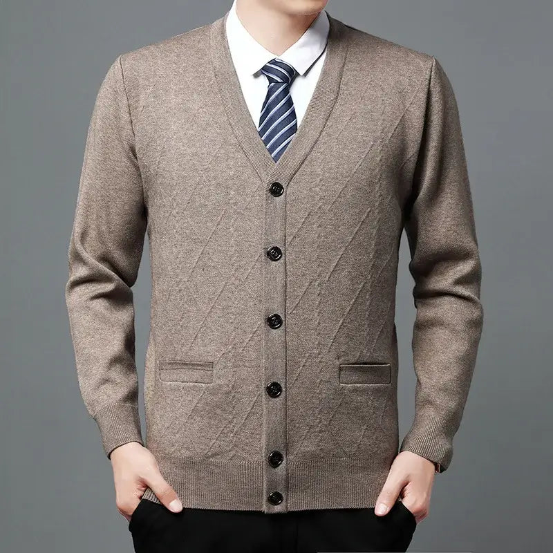 Men's Executive Argyle Cardigan with V-Neck - Veltic