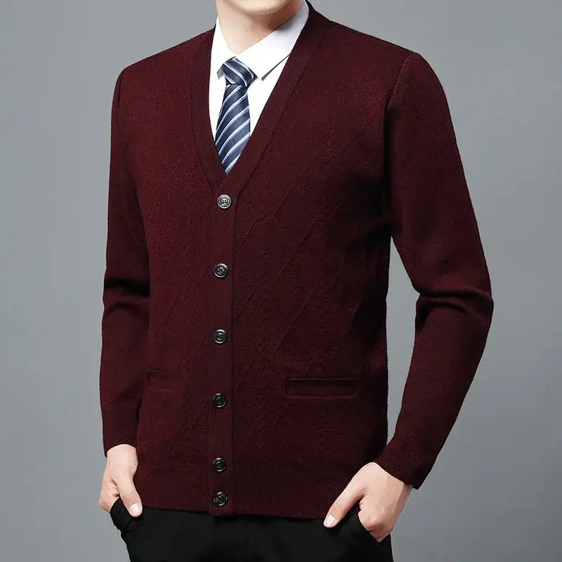 Men's Executive Argyle Cardigan with V-Neck - Veltic