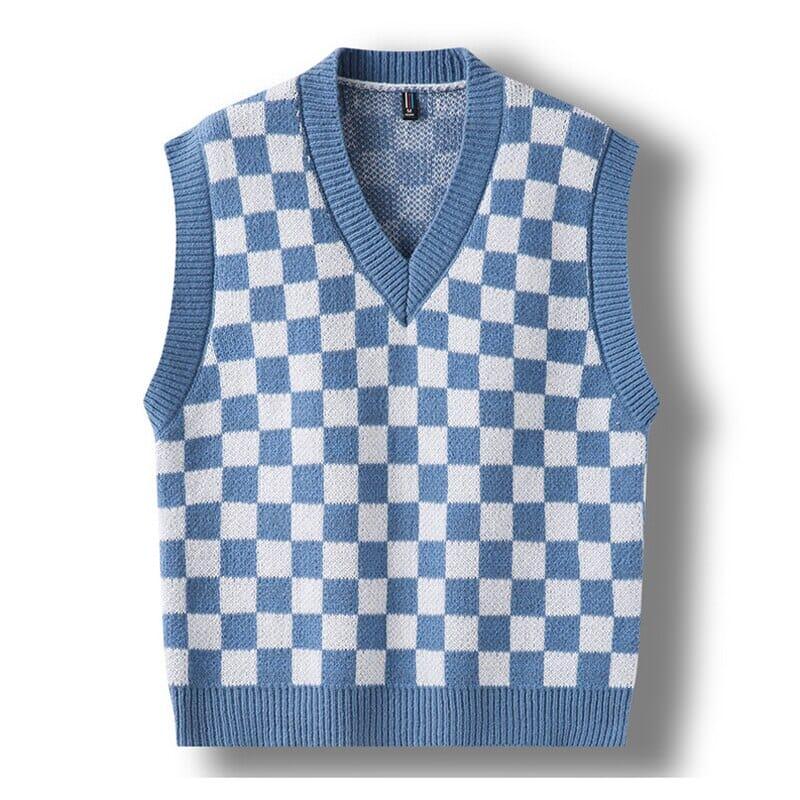 Men's Vest with Embroidered Checkered Pattern Carlsen - Veltic