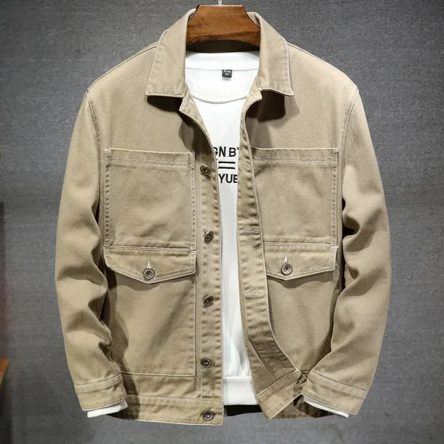Men's Khaki Denim Jacket - Veltic