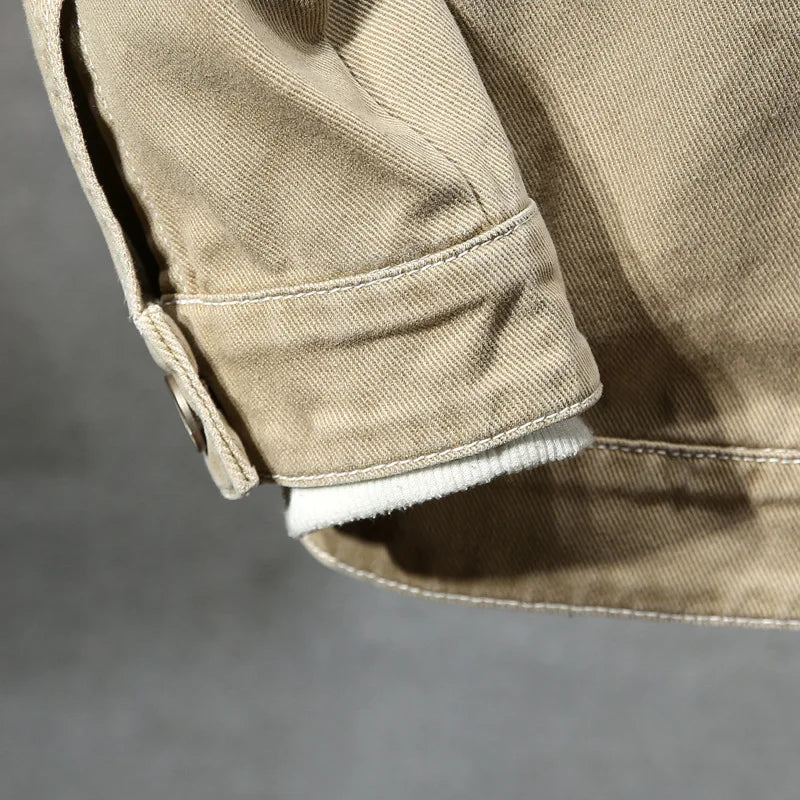 Men's Khaki Denim Jacket - Veltic