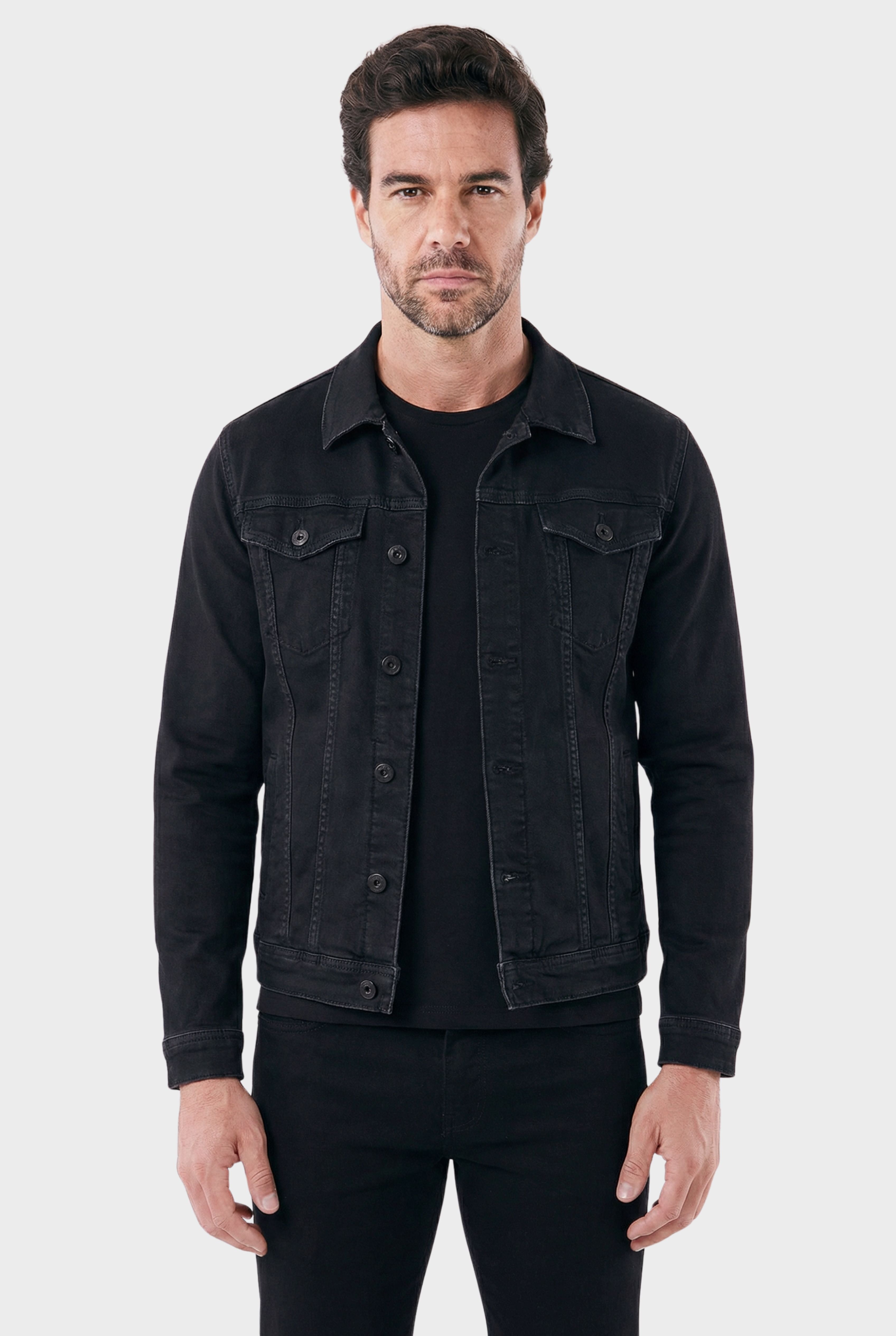 Men's Slim Denim Jacket with Chest Pockets - Veltic