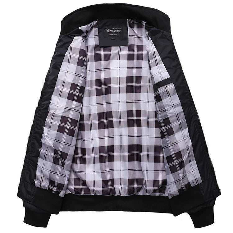 Men's Bomber Jacket with Classic Checked Lining - Veltic