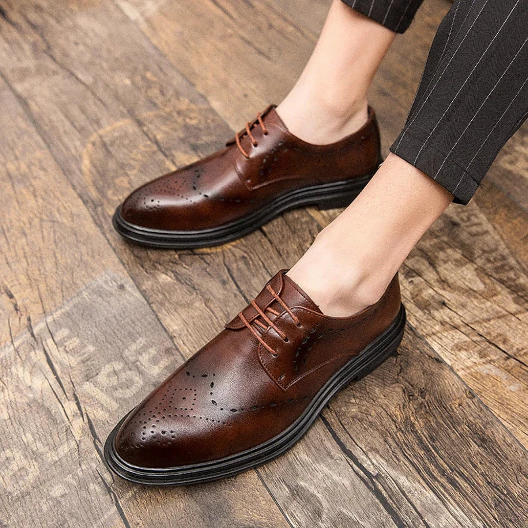 Men's Oviedo Leather Derby Shoes - Veltic