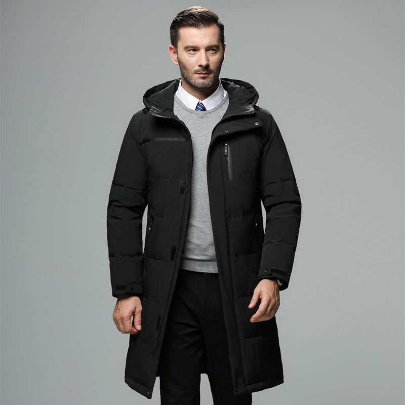 Veltic Men's Mid-Length Puffer Overcoat with Hood Jersey - Veltic