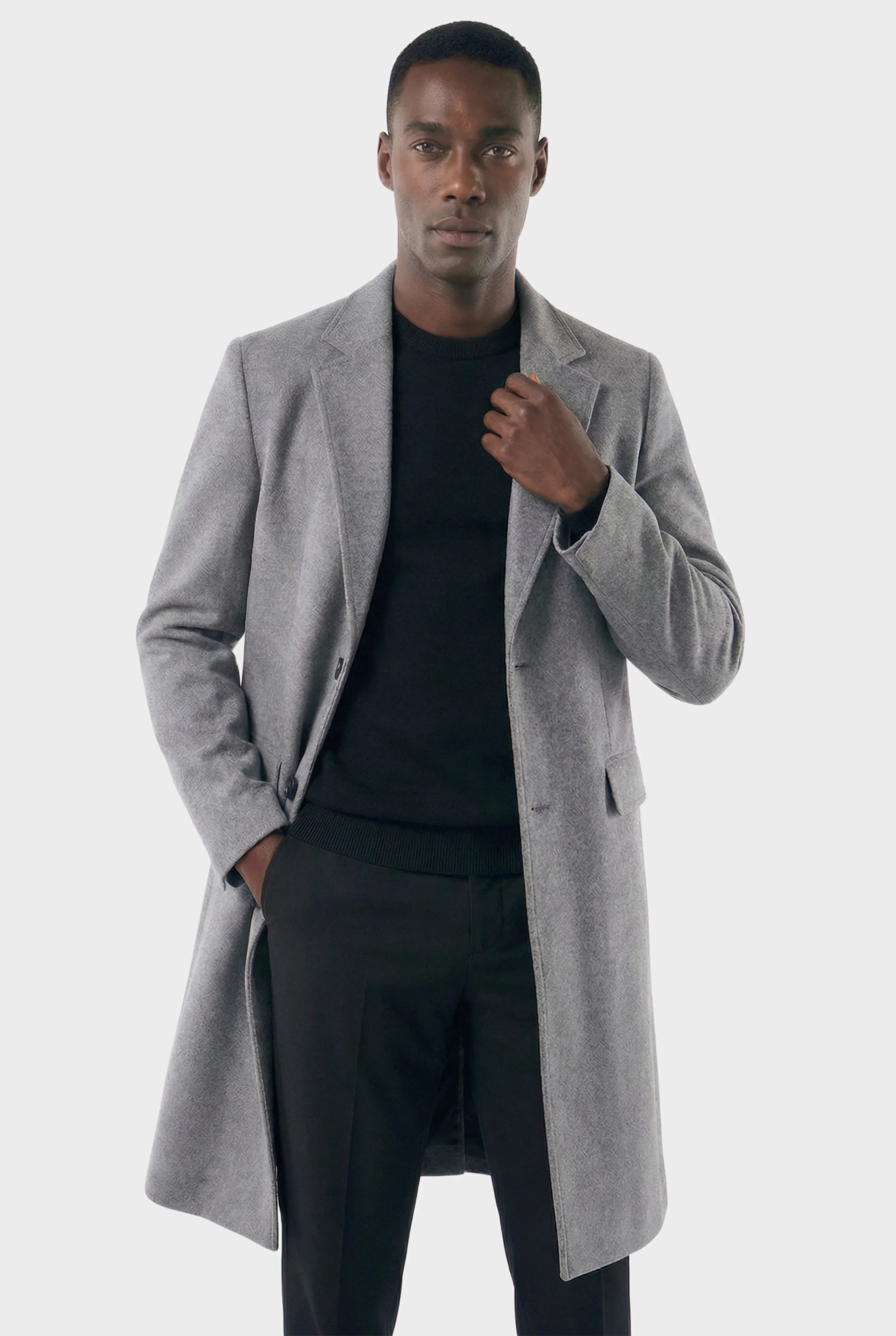 Veltic Men's Long Formal Overcoat with Notched Lapel - Veltic