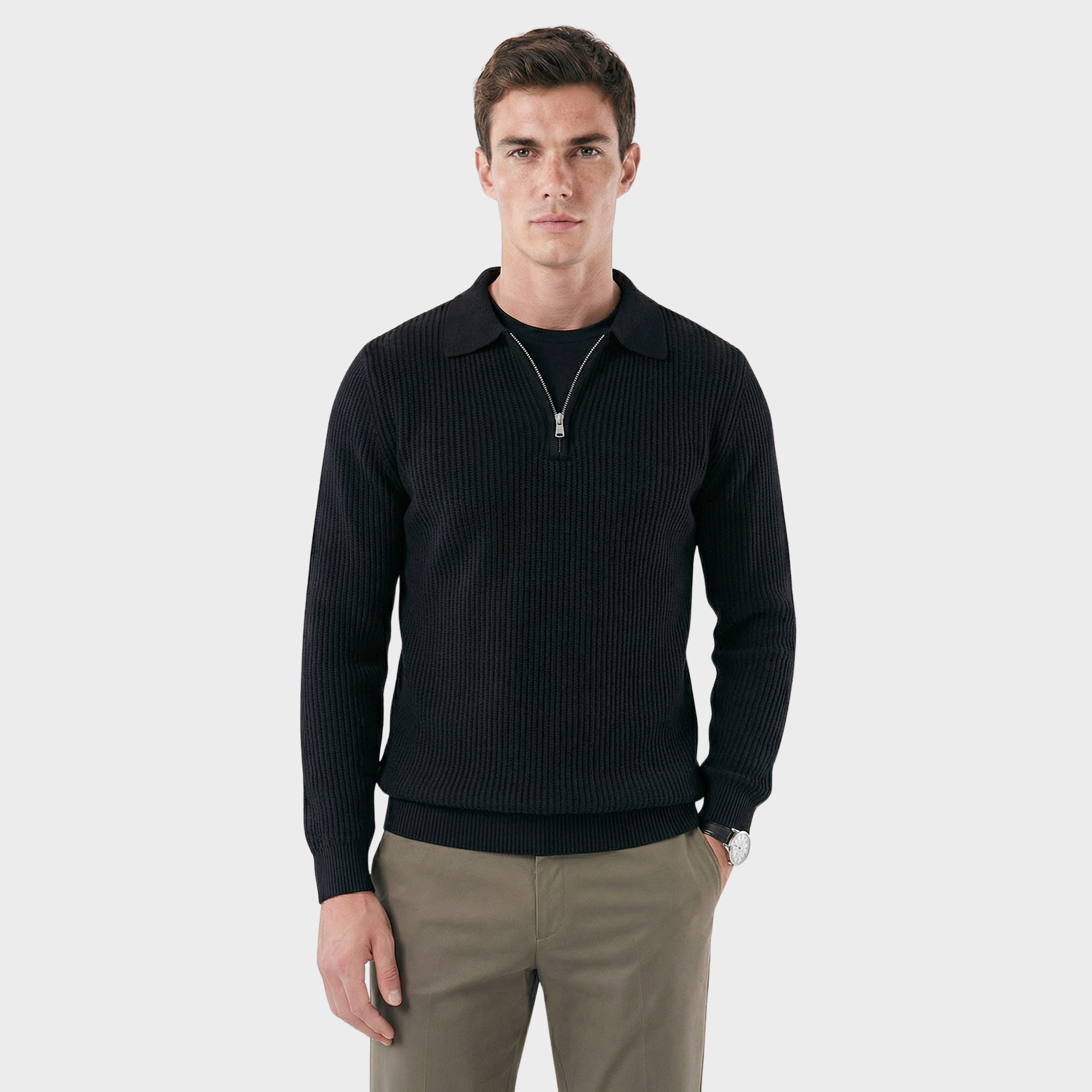 Veltic Men's Ribbed Half-Zip Sweater Denmark - Veltic