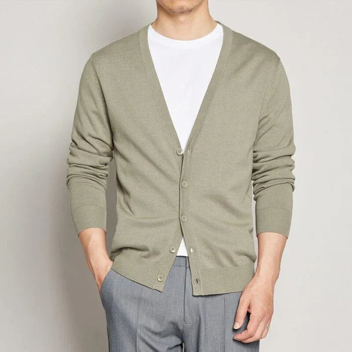 Men's Casual V-Neck Lightweight Knit Cardigan - Veltic